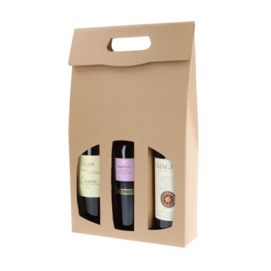 Scatola regalo portabottiglie con finestra, marrone