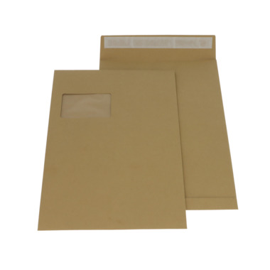 Busta lettera C4, avana, fines./soff. later./fondo quadro 2 cm, 120 g/m², u. 100