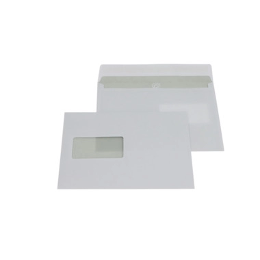 Busta da lettera DIN C5 con fines., bianca, striscia ades., 90 g/m², unità 500