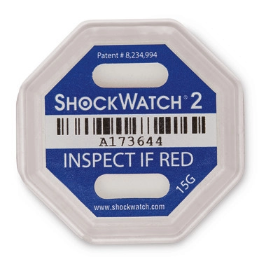Indicatore d’urto Shockwatch® 2, blu, sensibilità 17 g/50 ms, 25 pezzi