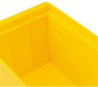 Contenitore a bocca di lupo (PE), giallo, 65 x 85 x 37 mm, misura 1 4