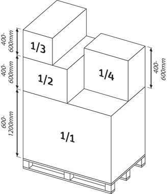 Scatole per pallet, 570 x 370 x 460 mm, 1/4 Europallet, tripla onda 6
