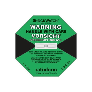 Shockwatch®, indicatore di precisione, verde chiaro, adatto per 100 g/50 ms