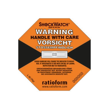 Shockwatch®, indicatore di precisione, arancione, adatto per 75 g/50 ms