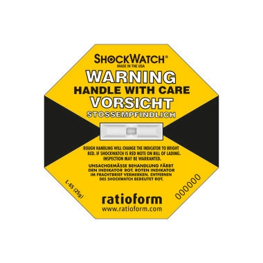 Shockwatch®, indicatore di precisione, giallo, adatto per 25 g/50 ms