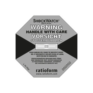 Shockwatch®, indicatore di precisione, grigio, adatto per 17 g/50 ms
