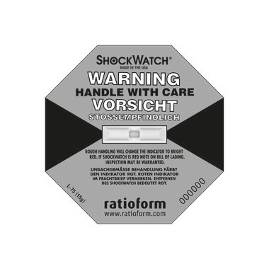 Shockwatch®, indicatore di precisione, grigio, adatto per 17 g/50 ms