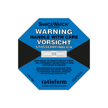 Indicatore d’urto Shockwatch, blu scuro, sensibilità 10g/50 ms