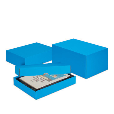 Emartbuy Scatola Regalo Blu Con Coperchio E Nastro - 29x21x9 Cm, Cartone Riciclato Rigido, Ecologica, Preassemblata