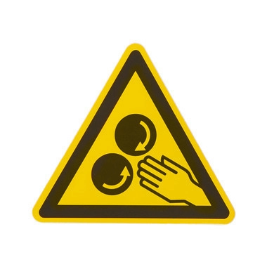 Cartello di pericolo “Pericolo di rulli in funzione”